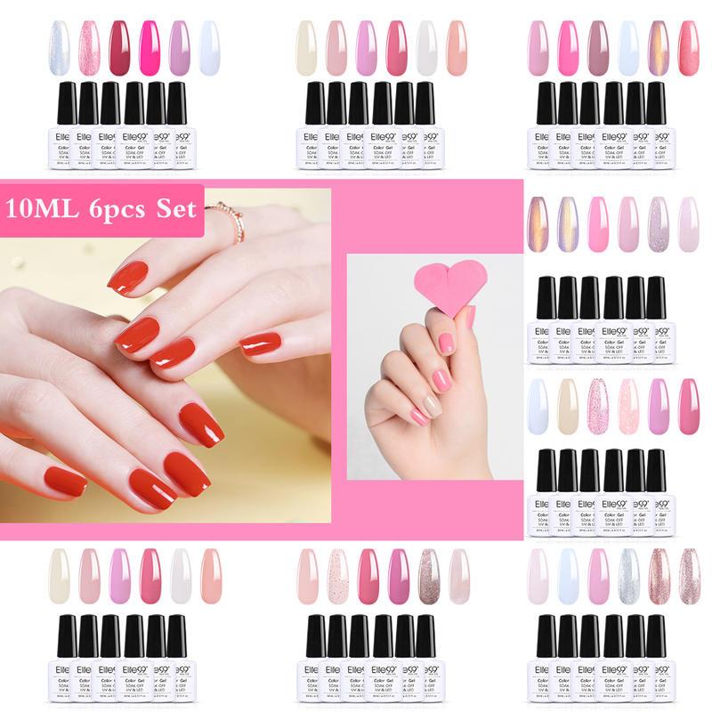 

Elite99 6Pcs Gel Polish Set Cherry Pink Series Gel Nail Polish Soak Off Nail Varnish Primer For Manicure Kit Enamel Lacquer