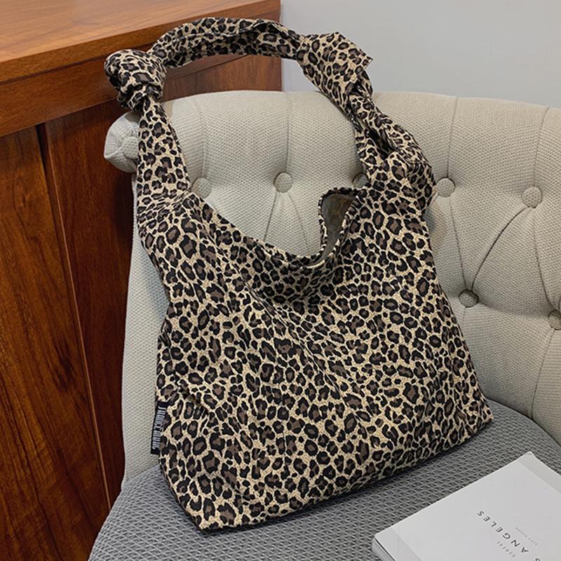

Fashion Leopard Pattern Nylon Material Shoulder Bags For Women 2021 Designer Handbags Top-handle Bags Large Capacity Tote Bag, Black