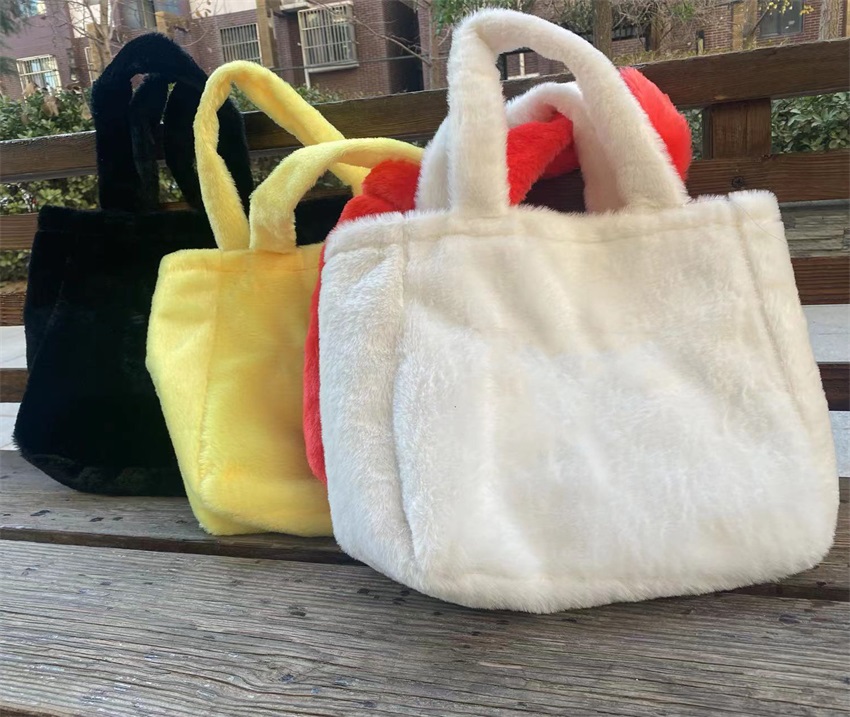 

Designed Flocky Shopping Bag Brand Lovely Cute Handheld Downy Shopping Bags 121701