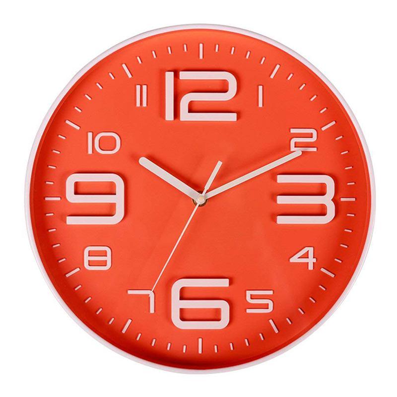 

Indoor Big 3D Number Quartz Silent Non Ticking Wall Clock Quiet Sweep Movement Decorative Battery Operated 10 Inch Orange