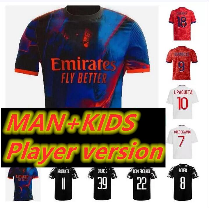 

man kids kit Lyonnais Lyon L.PAQUETA soccer jerseys 21 22 maillot de foot OL SHAQIRI BOATENG CHERKI AOUAR DEMBELE BRUNO G hommes enfants men football shirt