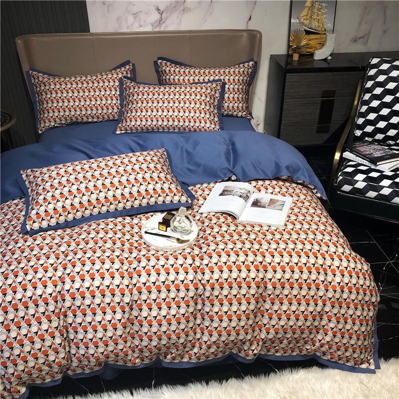 

Luxury Geometry Duvet Cover Set 600TC Cotton Soft Bedding set Bed Sheet Pillowcases Comforter Cover  King size #/L, -xs-02-15