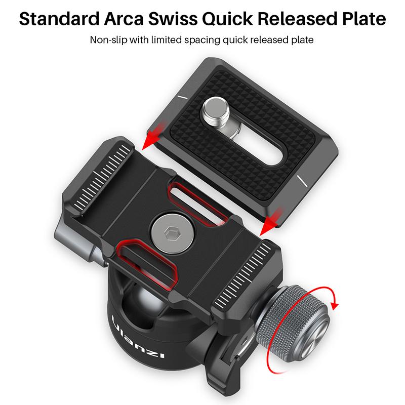 

Ulanzi U60-L/U80-L Ballhead With Side Cold Shoe Arca Swiss Quick Release for Nikon Canon Sony DSLR Mount Led Video Light Mic