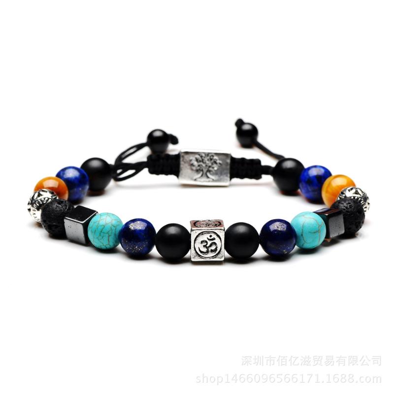 

8mm Natural Stone Mix And Match Square Tree Of Life Fashion Braided Bracelet