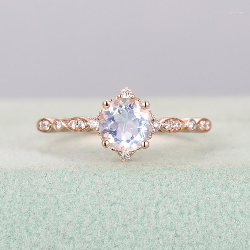 

Double Fair Wedding Engagement Ring For Women Classic Princess 4 Round Zirconia Rose Gold Color Fashion Jewelry KBR3081