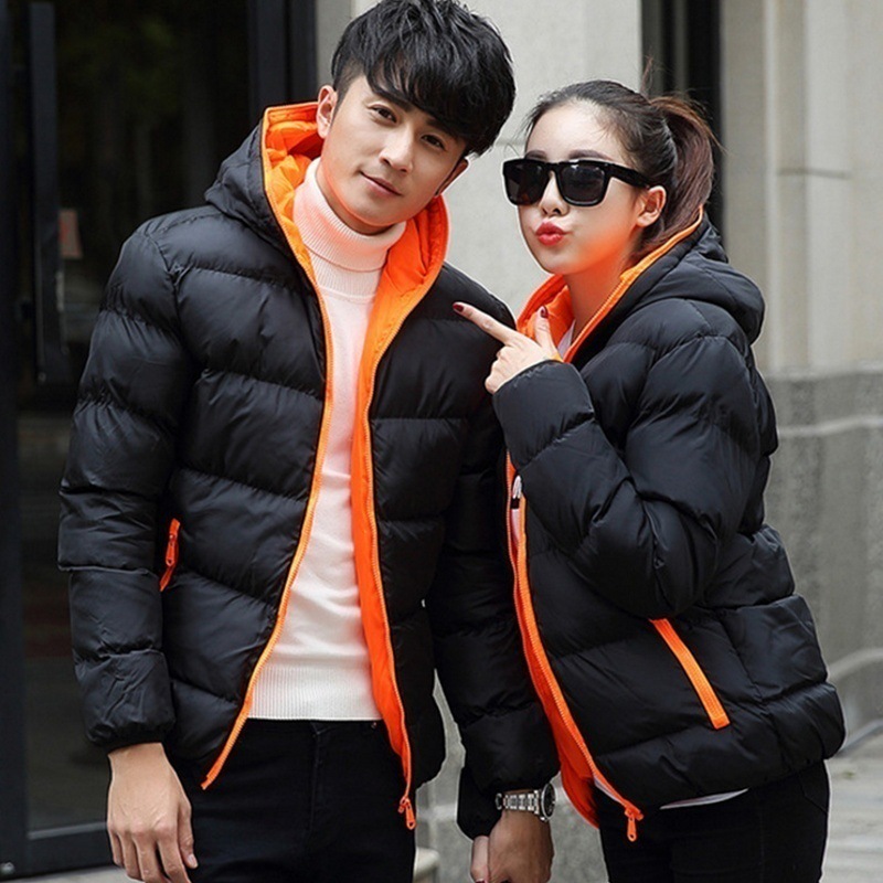 

Winter men' down jacket hooded zipper small padded jacket color warm cotton coat factory direct sales, Black