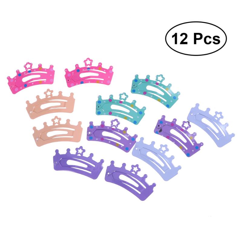

12Pcs Lovely Crown Hair Clips Barrettes Hairpins Hair Accessories for Babies Girls Toddlers Children Kids Teens (Random Color