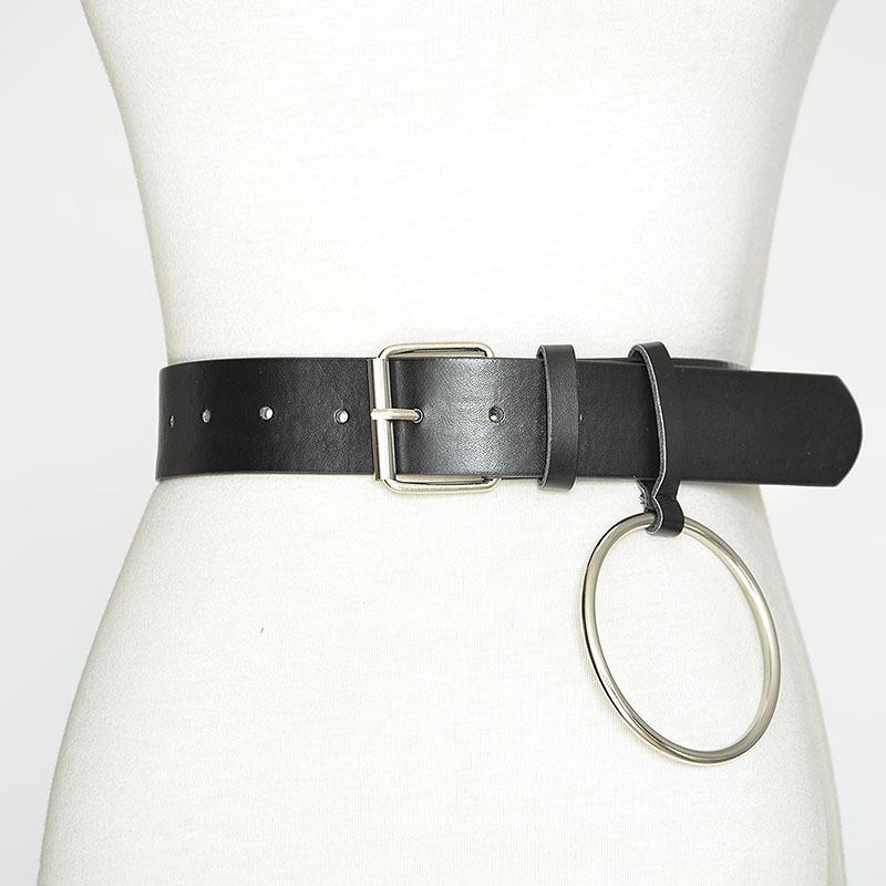 

Belts Soft Faux Leather Ring Buckle Vintage Decorative Casual Tighten All-Match Lightweight Long Women's Belt Fashion Waistband, Black