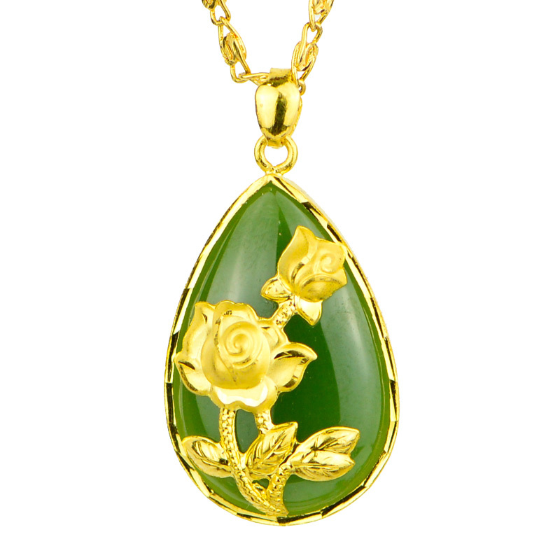 

Embedded Jaspe Jade Pendant Encrusted Gold Rose Model Female Hvyu