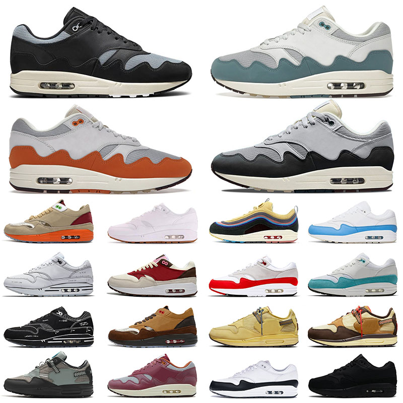 

Top Quality Patta Wave 1 87 London Mens Running Shoes Kiss of Death 1s K.O.D. CHA Sean Wotherspoon White Gum Unc University Blue N7 Men Women Trainers Sports Sneakers, A8 white schematic 36-45