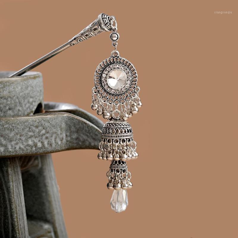

Hair Clips & Barrettes Vintage Bohemian Ethnic Style Hairpin Silver Color Alloy Birdcage Shape Pendant Beads Tassel 2022 Jewelry Gifts, Golden;silver