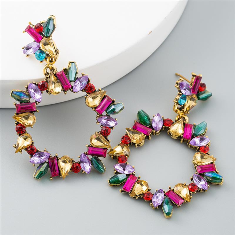 

Dangle & Chandelier Statement Earrings Fashion Fancy Colorful Rhinestone Crystal Wreath For Women Girls Jewellery, Silver