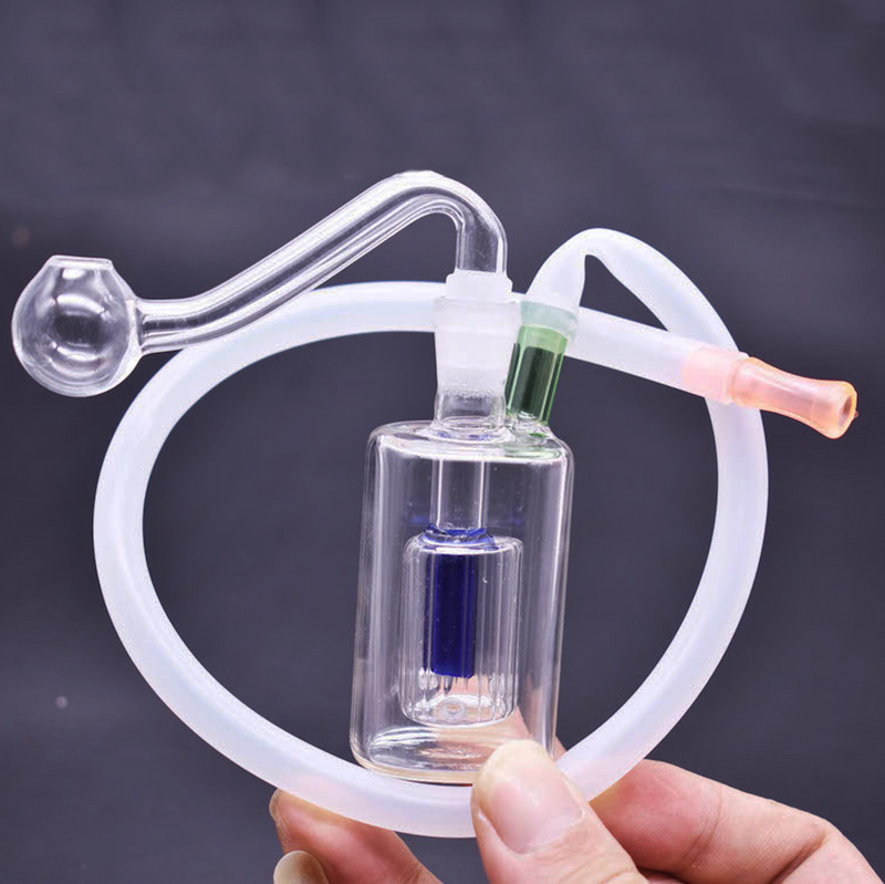 

In Stock Portable Glass Bong Water Pipe Bubbler Hookah Heady recycler Dab Rigs Birdcage Percolator Shisha with Male Glass Oil Burner Pipes