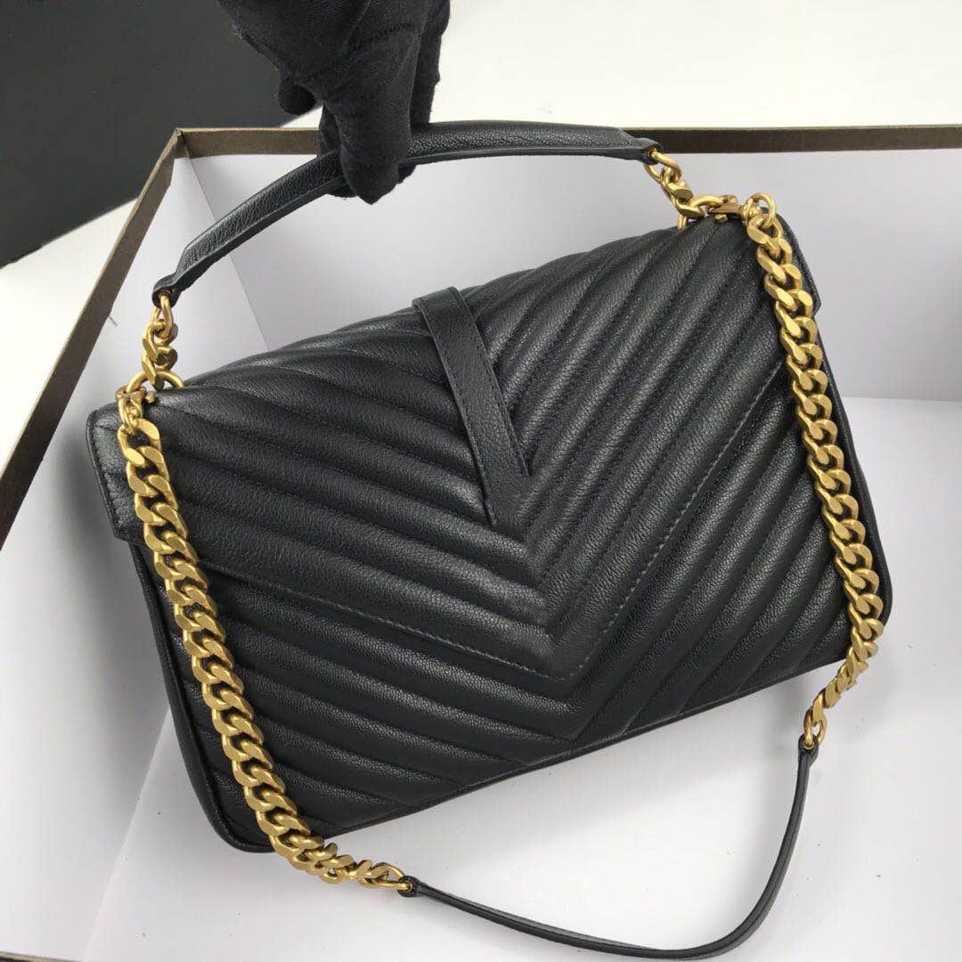 

High-quality Real Leather Lady's Handbag Gold Silver Chains Single Shoulder Bag Lady's Oblique Bag, Customize