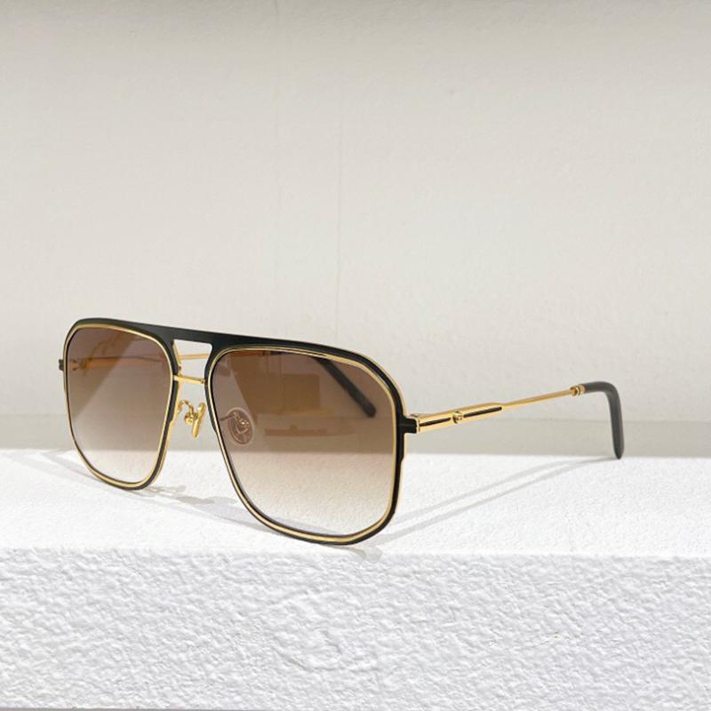 

Sunglasses Square Metal Frame Men Fashion Style Gradient Brwon Lens