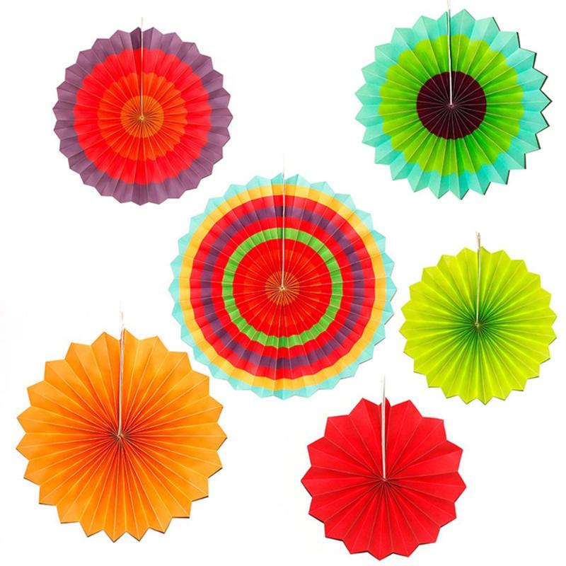 

6Pcs/Set Wedding Decoration Tissue Paper Fans Pinwheels Hanging Flower Paper Crafts For Baby Showers Wedding Party Decoration