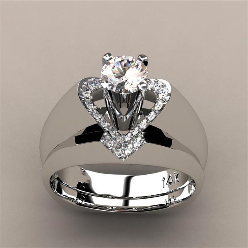 

Heart Statement ring sets 925 Silver cz Promise Engagement Wedding Band Rings for women Bridal Party Finger Jewelry Gift