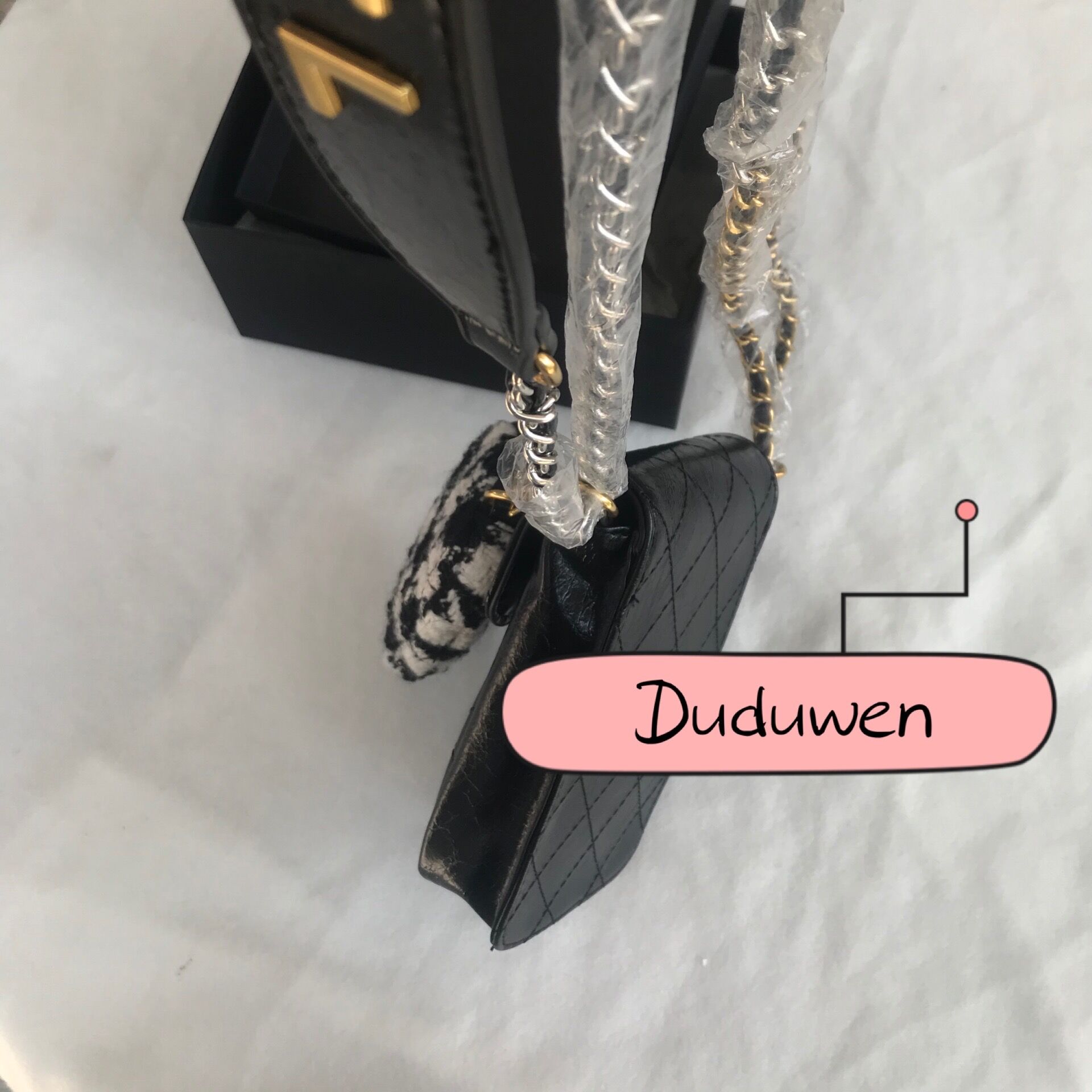 

gift packing box including ribbion and card buckle pu shoulder bag chain case classcail pouch VIP makeup storage bag, Customize
