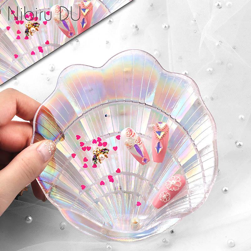 

1pcs Colorful Glass Nail Palette Pallet Shell Shape UV Gel Painting Tips Display Stand Drawing Nails Art DIY Manicure Tool