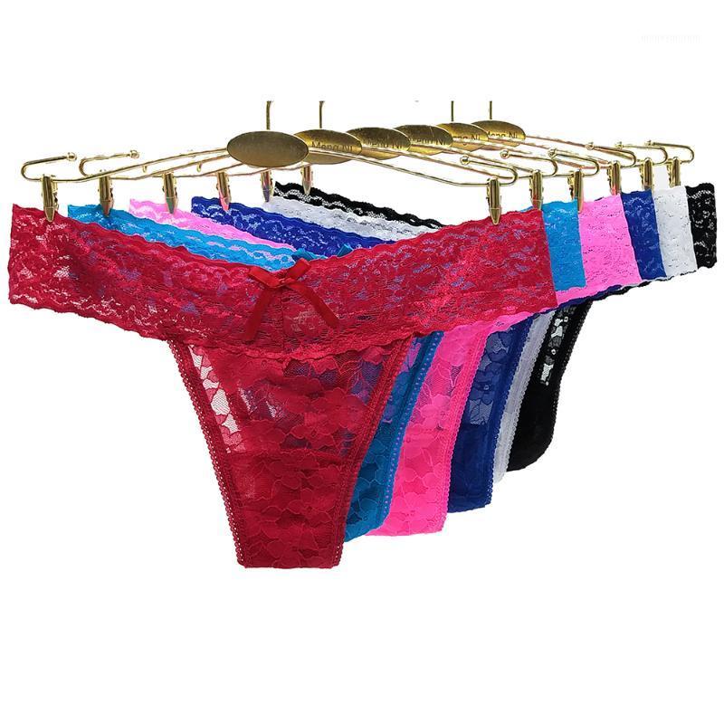 

New Fashion 2020 String Sexy Panties Women Underwear Lingerie Culotte Femme Low Waist Lace Thongs Transparent 12 Pack1, Mixed color-yj7396