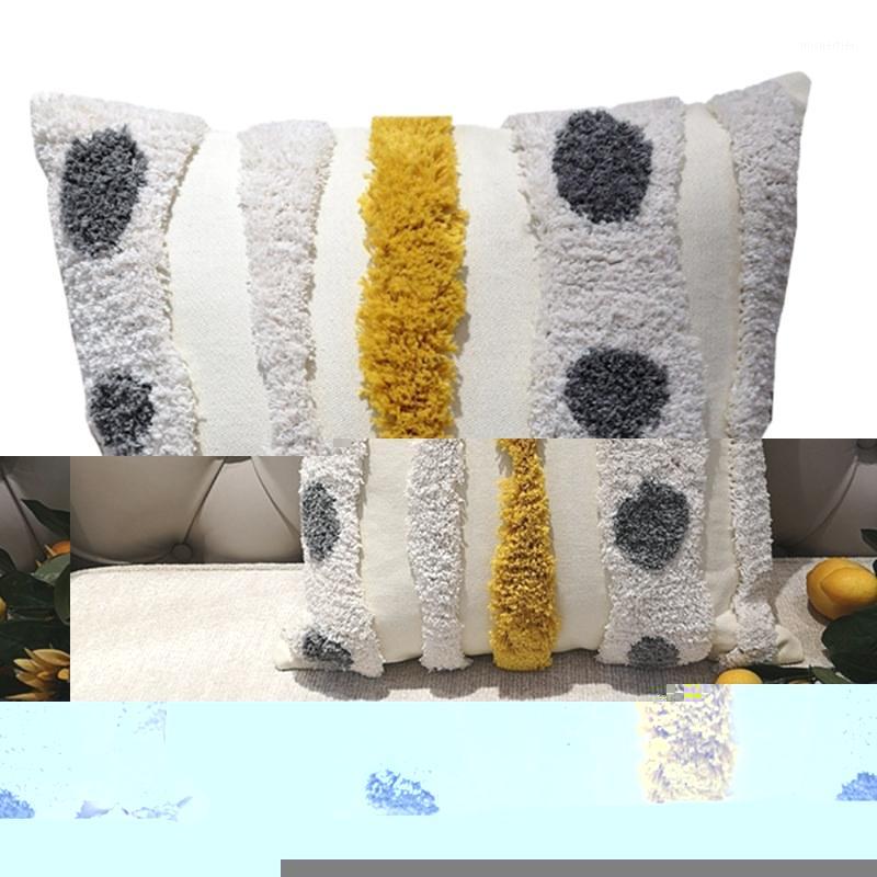 

Hand Woven Striped Pillowcase, Cotton Linen Simple Sofa Decorative Cushion Cover Pillow Case1, White