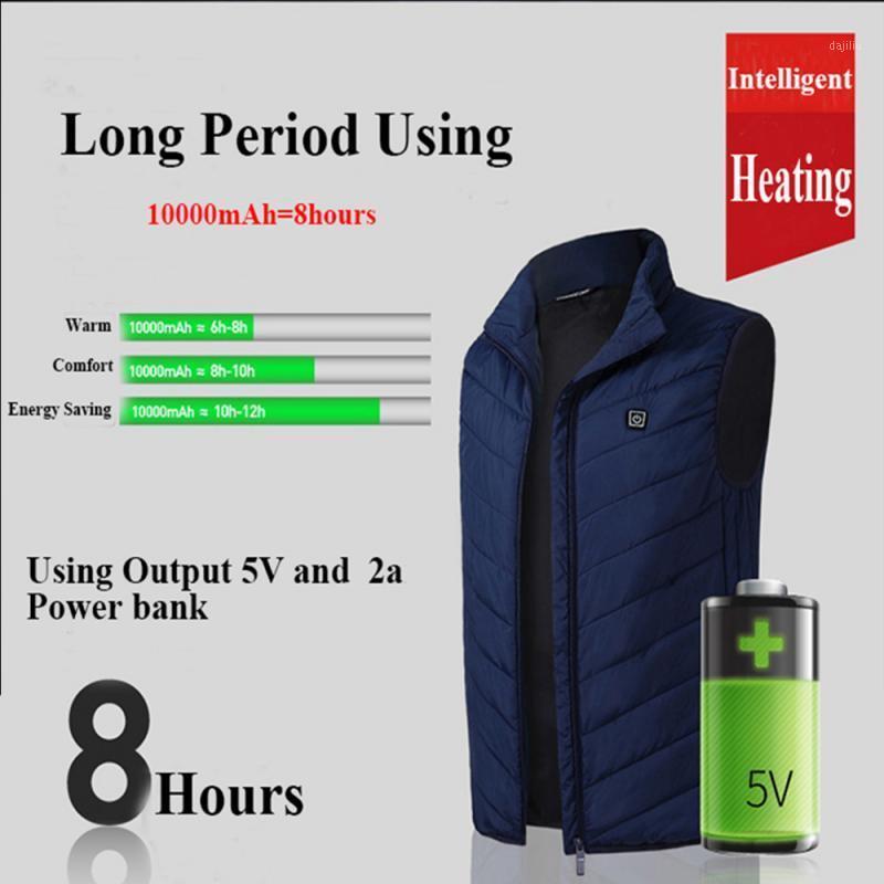 

USB Men Women Electric Heating Vest Jacket Clothing Skiing Winter Warm Heated Pad Graphene Carbon Fiber Heating Down Jacket 4XL1, Black