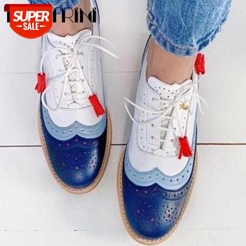 

RIBETRINI lace-up Fretwork Shoes New Ins Hot Brand Autumn Brogue Women Shoes Low Heel Ol Dress Autumn #3f3a, Black