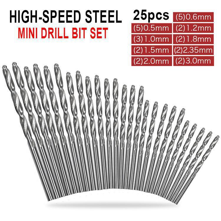 

Twist Drill Bit Set HSS High Speed Steel Mini Drill Straight Shank Rotary Tool 1Set (10pcs or 25pcs