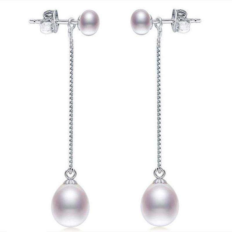 

DMCEFP026 6-7MM/8-9MM Pearl Earrings Real 925 Sterling Silver Rice Pearl Earrings For Women