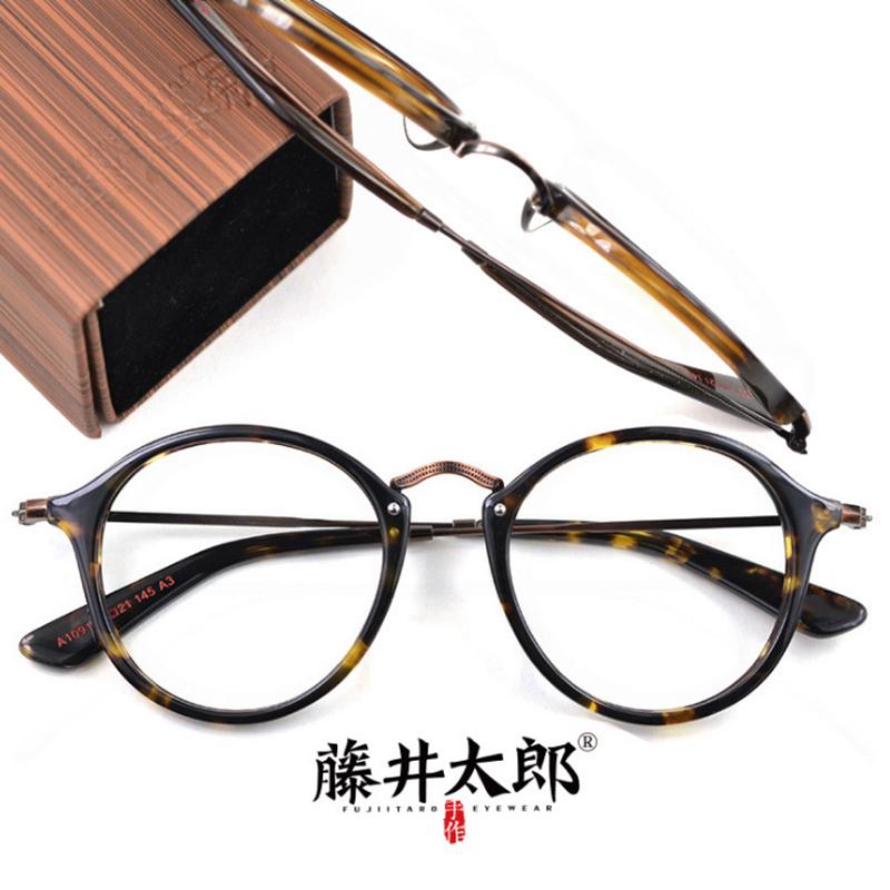 

TARO FUJII Spectacle Frame Eyeglasses Men Women Retro Round Acetate Computer Optical Clear Lens Glasses Frame Male Women A1091