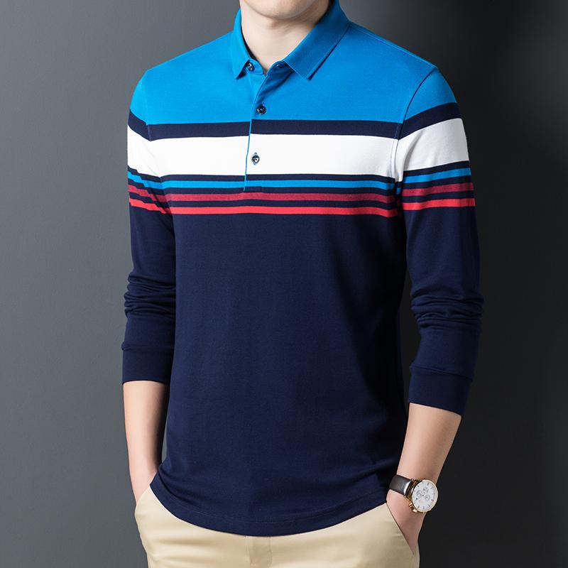 

Men' Polos 2021 Style High Quality Long Sleeve Shirt T-Shirt Business Casual Fashion 3Xl Spring, Blue