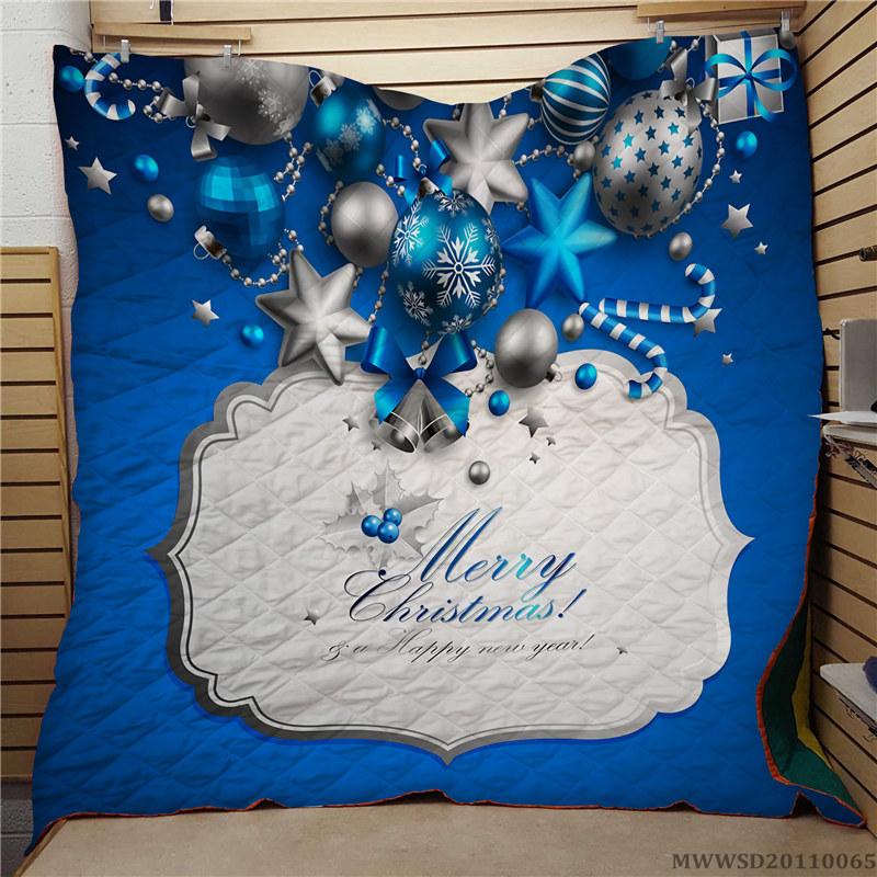 

3D Christmas Tree Print Quilt Fashionable Soft Breathable Unique Bed Set Bedroom Decoration For All Seasons, 14