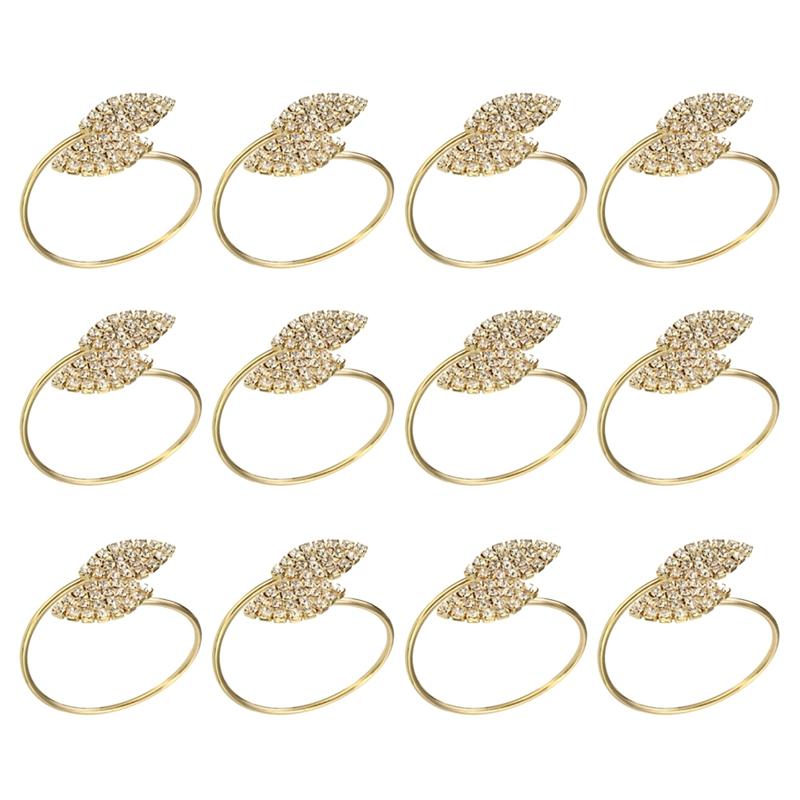 

Napkin Ring, 12 Pcs Metal Napkin Rings Holder for Wedding Party Dinner Table Decoration (Leaf-Gold