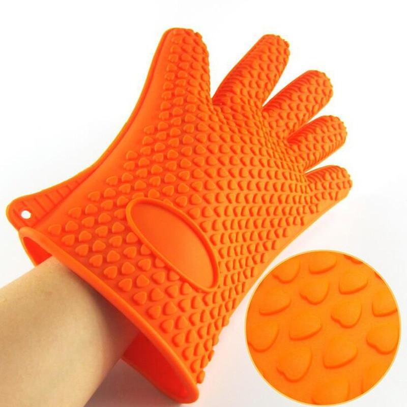 

Kitchen Microwave Oven Baking Gloves Thermal Insulation Anti Slip Silicone Five-Finger Heat Resistant Safe Non-toxic Gloves 10 PCS W955