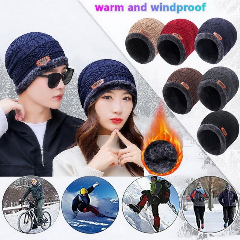 

New Fashion Couple Warm Beanie + Soft Scarf Two-Piece Set Winter Thicken Hat Male Windproof Knitting Caps Neck Warmer