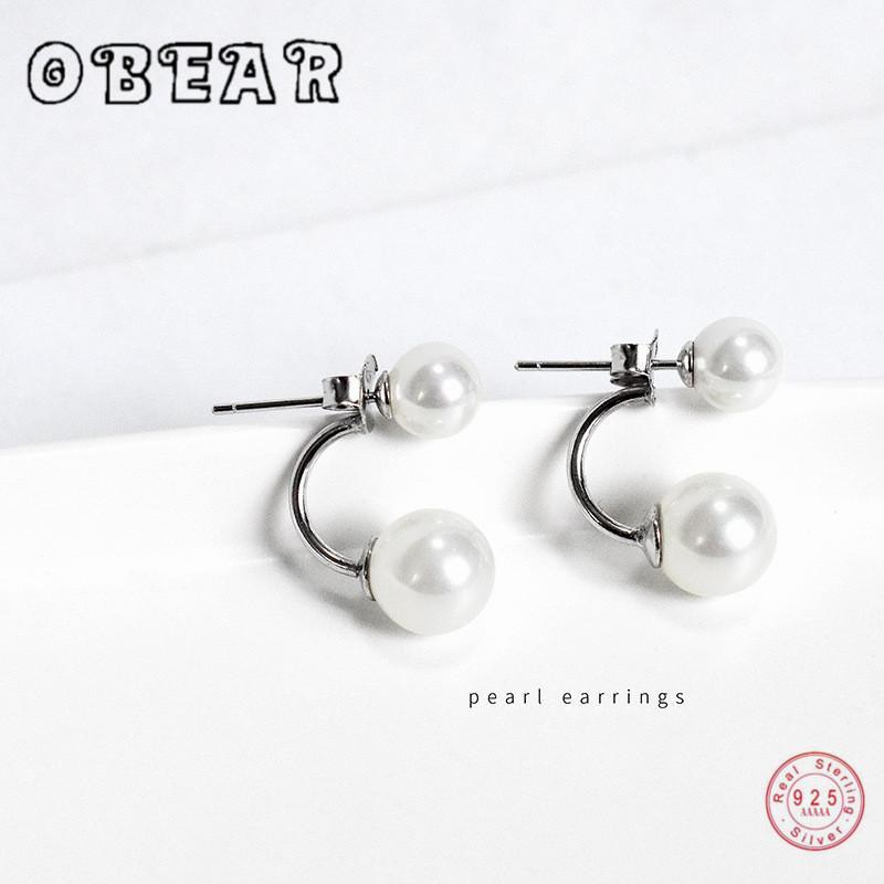 

OBEAR Sweet Shell Pearl Earrings for Women 100% 925 Sterling Silver Jewelry Korean Style Fashionable Ear Studs Girl Gift Jewelry1