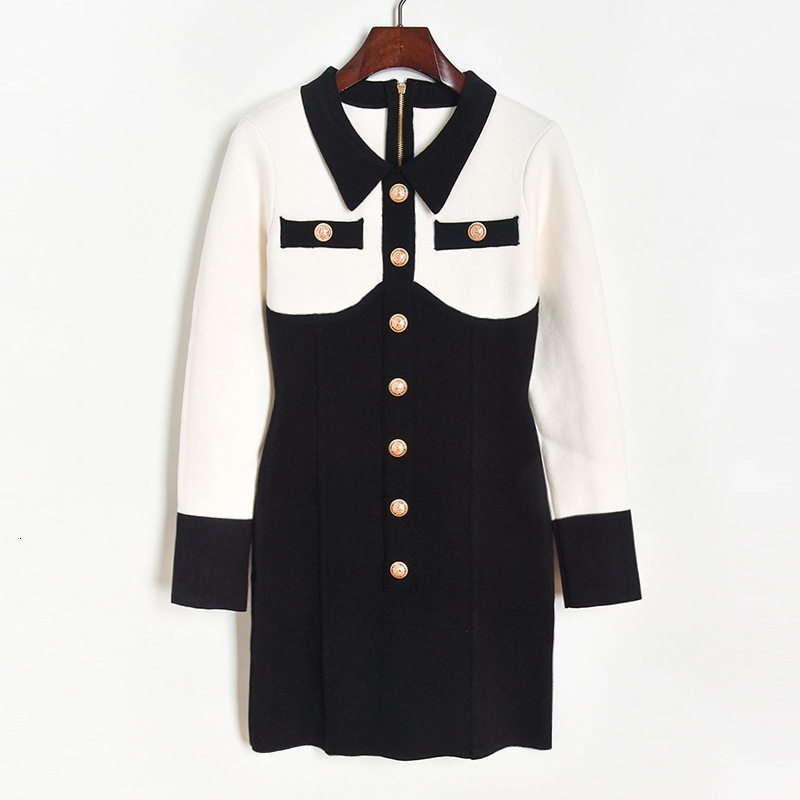 

High Quality 2021 Women Designer in Knitted or Crocheted Shredded Luxury Buttons Pocket Retro-thin Zipper Dressed As Fancy Wlje, Picture color