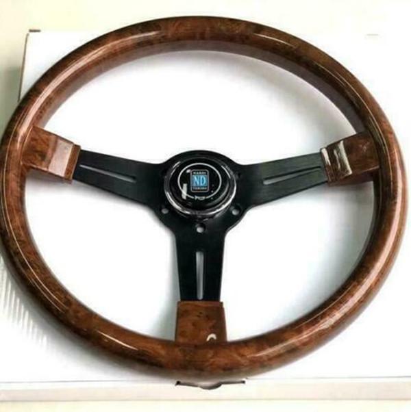 

N Style CLASSIC 350MM STEERING WHEEL MAHOGANY WOOD WITH BLACK SPOKE Nardi