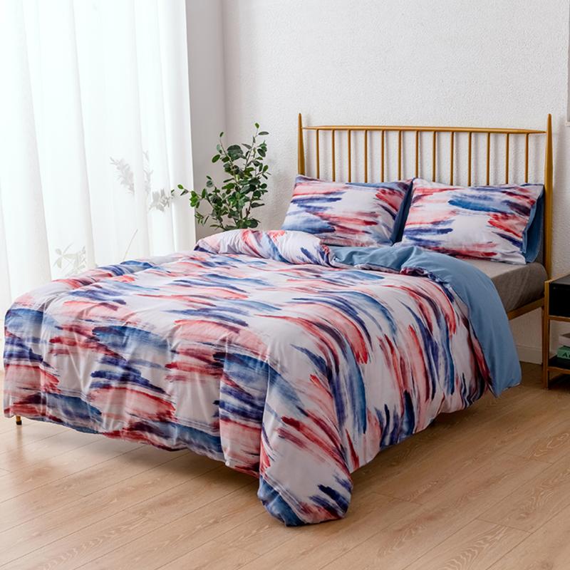 

3pcs Polyester With Zipper Closure Duvet Cover Set Bedclothes Soft Fashion Printed Home Textile Bedroom Bedding Warm Pillow Case