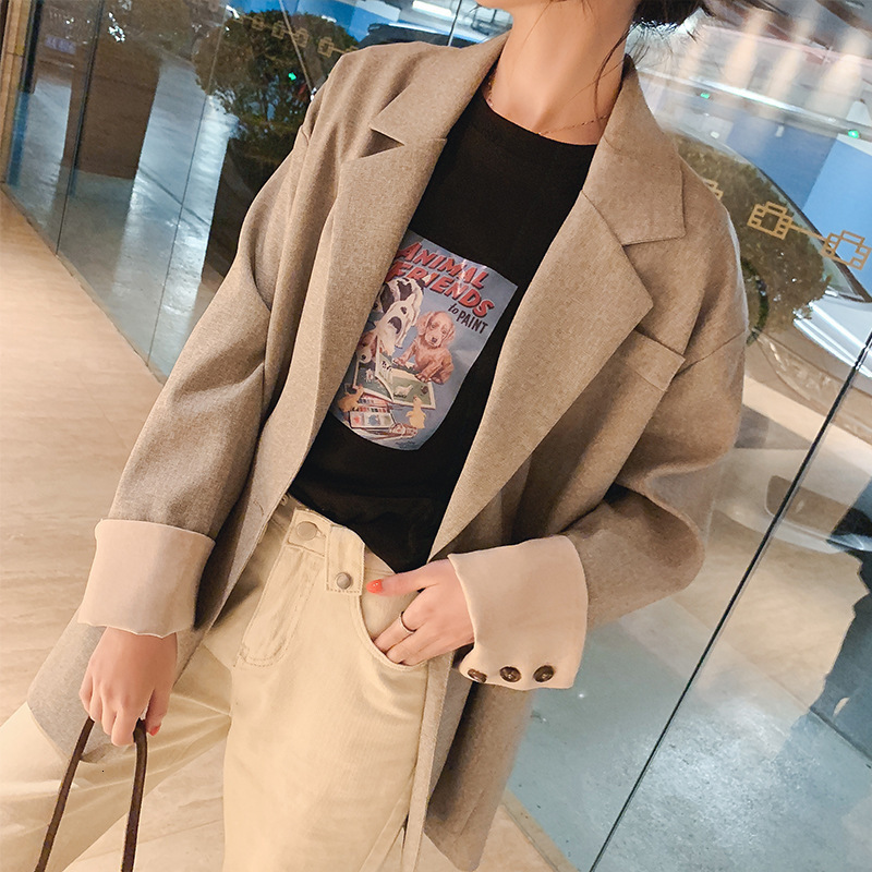 

2021 Spring New Autumn solid color to measure glued retro temperament small tender feminine fragrance Amendment versatile Korean style RKDH, Khaki.