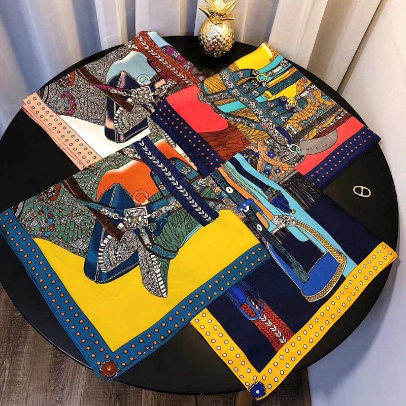 

Fashion Silk Satin Women Neck Scarf For Hair Small Shawls Printed Kerchief Bag Scarves Female 70cm Square Head Scarfs For Ladies, Blue;gray