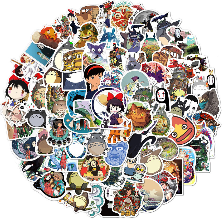 

100 Pieces Hayao Miyazaki Cartoon Stickers Dragon Cat / Faceless Man / Witch Doodle Decoration Sticker Waterproof D6ER