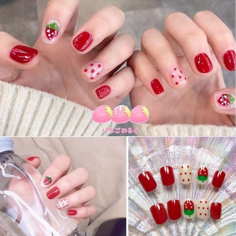 

Free Shipping 24pcs/set Lovely Nail Art Patch Fake Nail Cover Shell Fingernail Sticker Can be removed and worn repeatedly