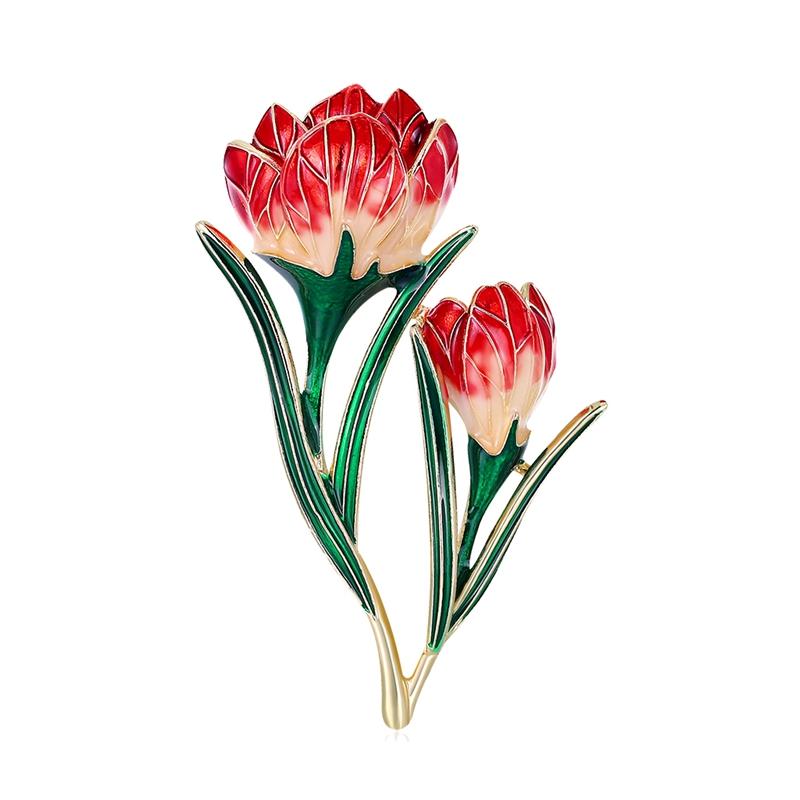 

Pins, Brooches Brooch Retro Tulip Crystal Flower Alloy Simple Sweater With Clothing Accessories
