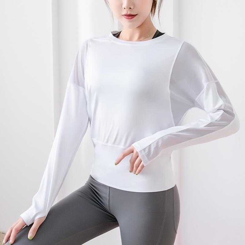 

Women Long Sleeve Sport T Shirts Mesh Breathable Yoga Top Shirts Gym Fitness Clothes Quick Dry Running Women Sportswear1, Cx026 purple