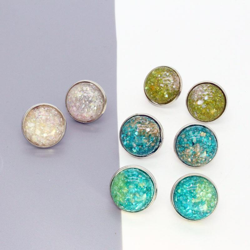 

Stud 1 Pair Resin Shell Piece Semicircle Earrings For Women Gift Jewelry Fashion Unique Shiny Metal Geometric Pierced