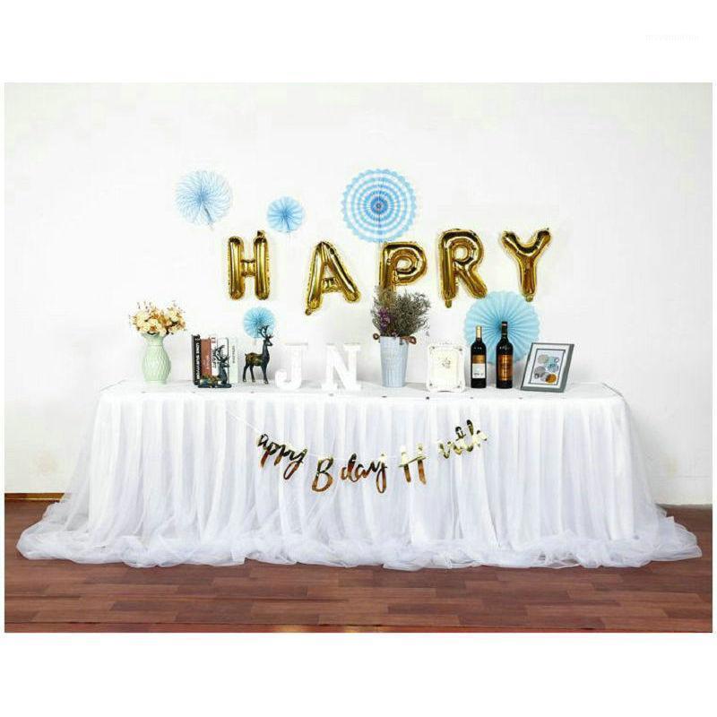 

Elegant White Tulle Tutu Table Skirt Wedding Birthday Baby Shower Party Decor Tableware Tablecloth Two Layer Ice Silk Fabric1