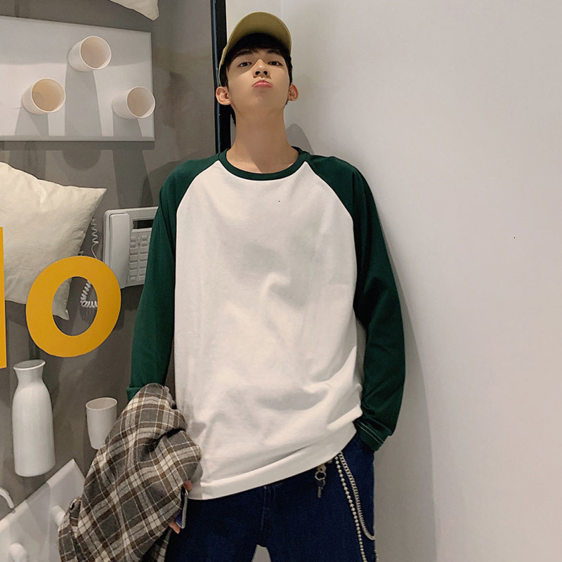 

Korean Men Long Sleeve T shirts Fashion Patchwork Basic Men's t-shirt 2020 Man Casual Tees Tops 5XL, Molv