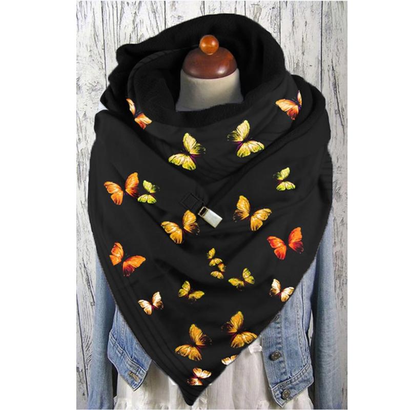 

2020 Fashion Butterfly Printing Winter Scarf For Women Button Soft Wrap Casual Warm Scarves Shawls Scarf Women Bufanda Mujer