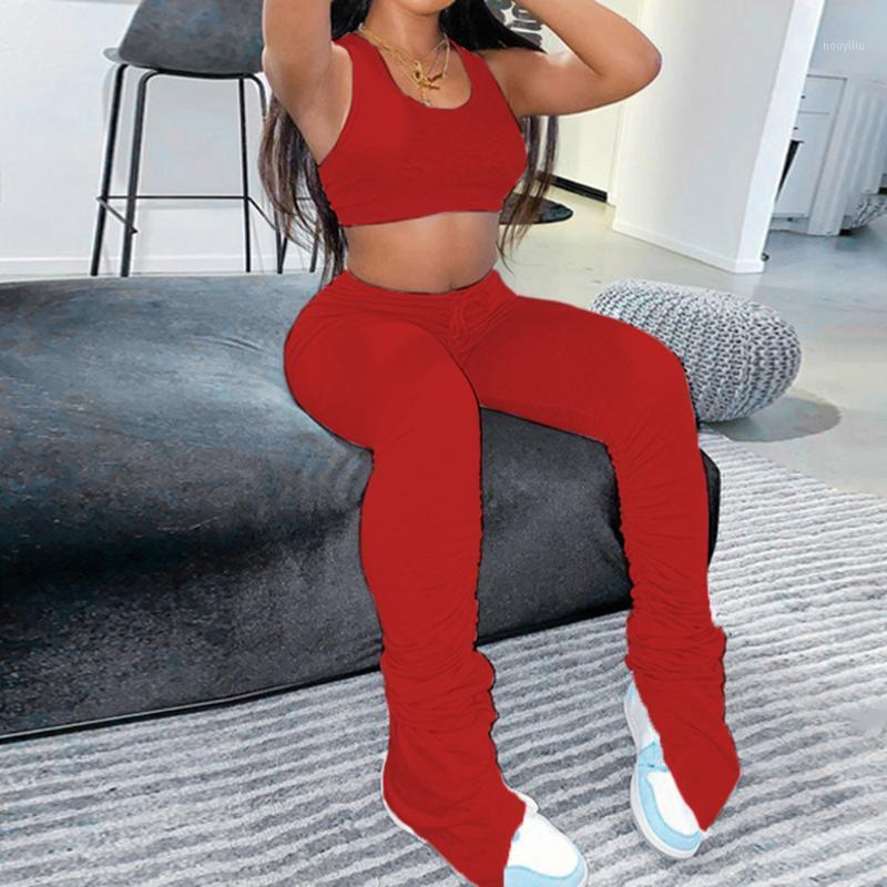 

VERTIVE Two Piece Yoga Set Women Sexy Tank Bra Top Pants Solid Color Fashion Sweatsuit Sleeveless Sportswear Casual Pants Set1